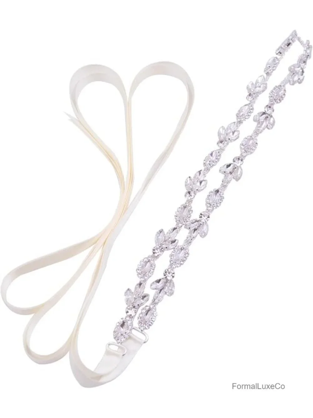 Crystal Rhinestone Sash Wedding Belt with Ribbon Ties